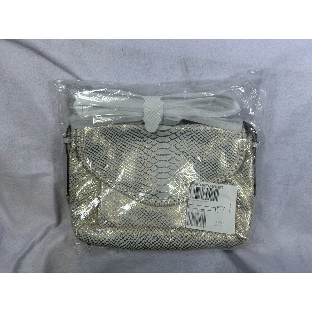 Aimee Kestenberg White Gold Snake Print Crossbody Bag Convertible Clutch NWT - Picture 13 of 13